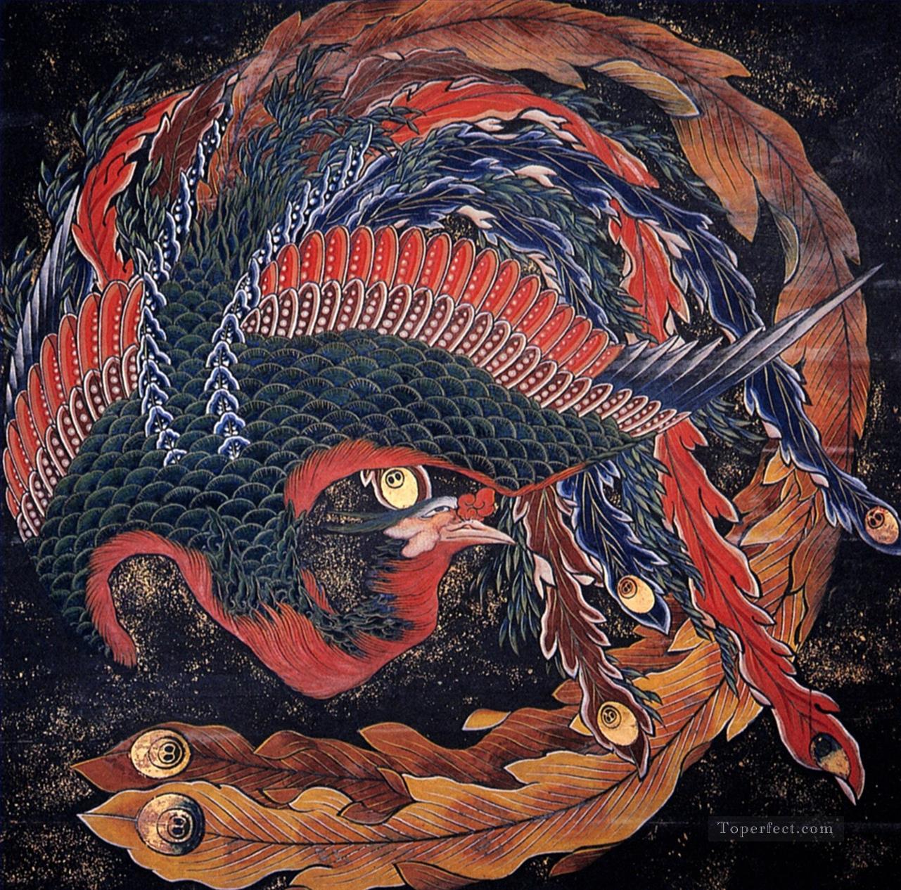 火の鳥 葛飾北斎 浮世絵油絵